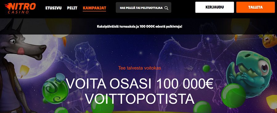 NitroCasino – Voita osasi 100 000 euron voittopotista!